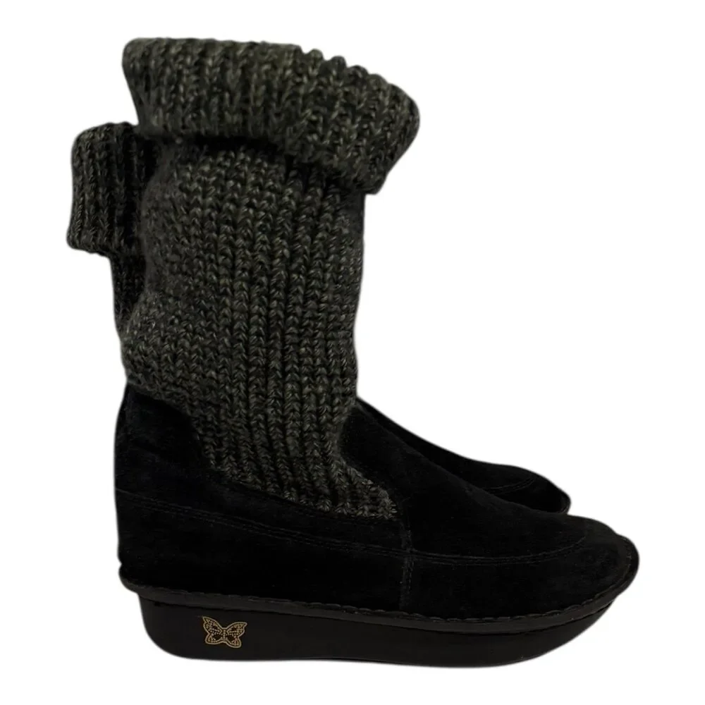 Alegria Juneau Knit/Black Suede Leather Boots Women’s 40 - US 9.5-10 Boho Casual